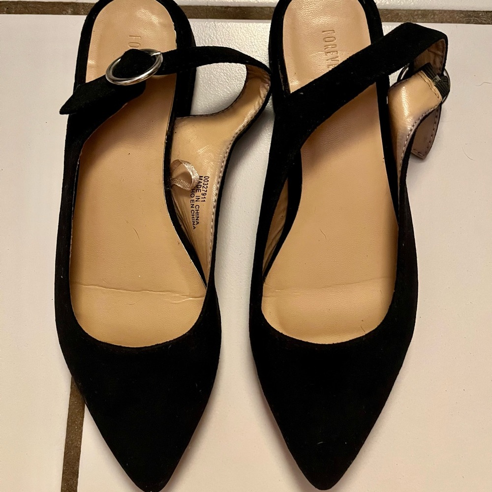 Black suede flats